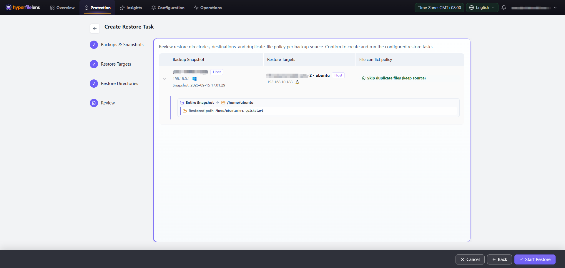 Create Restore Task with the offline original node as the snapshot source and the new online node as the restore target